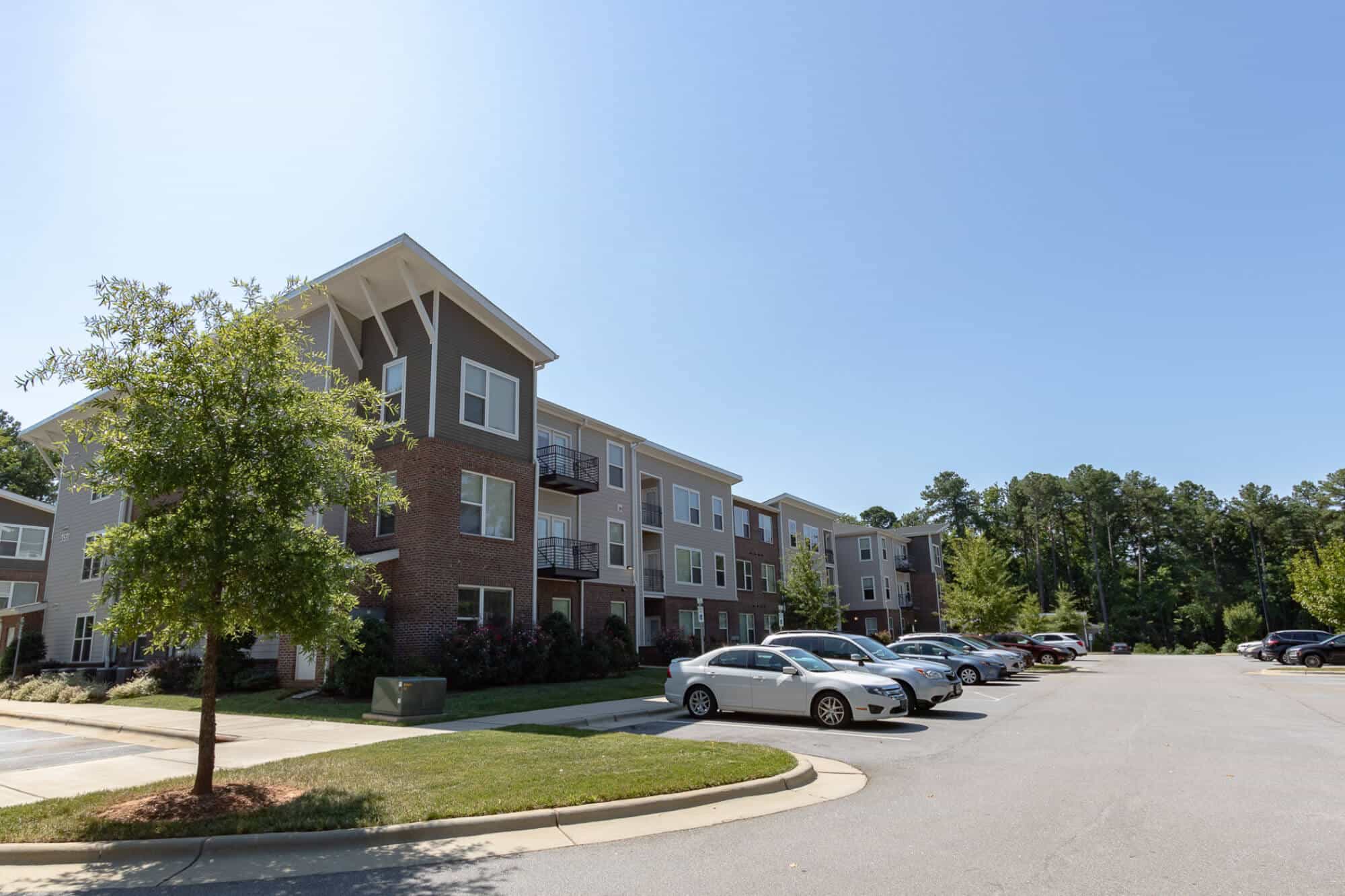 1820 at centennial off campus apartments near nc state university raleigh north carolina community building exterior resident parking